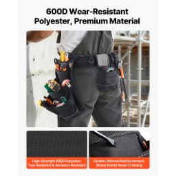 SucceBuy 18 Pockets Tool Belt 31-51in Adjustable Utility Tool Pouch Detachable Work Bag for Electrician Apron Tools Organizer