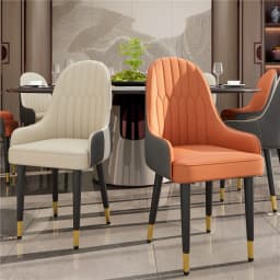 Set of 2 Pro Leather Solid Back Dining Chairs Strong Metal Legs Easy to assemble