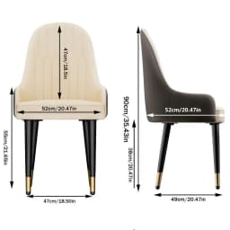 Set of 2 Pro Leather Solid Back Dining Chairs Strong Metal Legs Easy to assemble