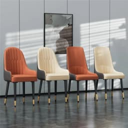 Set of 2 Pro Leather Solid Back Dining Chairs Strong Metal Legs Easy to assemble