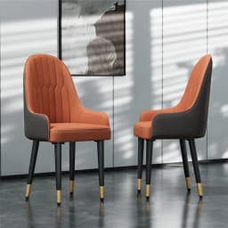 Set of 2 Pro Leather Solid Back Dining Chairs Strong Metal Legs Easy to assemble