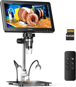 TOMLOV HDMI Digital Microscope 1500X DM9 Max 10.1" HD IPS 20MP Coin Microscope for Error Coins LCD Soldering Magnifier for Adult