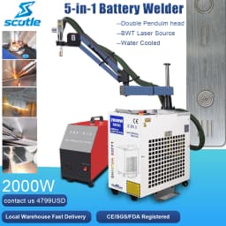 5-IN-1 Laser Welder 2000W Battery Welding Machine 1500W Fiber Laser Welder for Metal Rust Remove Cutting Battery Welding