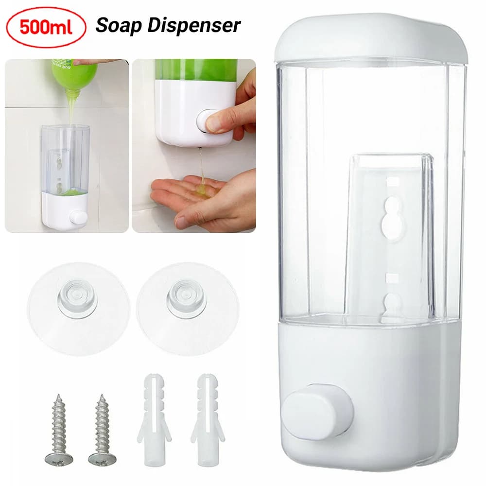 Dispenser Hand Wash 500ml Wall Mount Soap Shampoo Shower Liquid Container Manual
