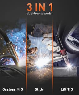 HZXVOGEN HVM200 MIG Welder with Flux Core Gasless IGBT Inverter Welding Machine Lift TIG MMA Stick 220V VRD Intelligent Welder