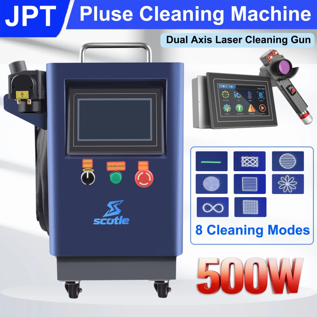 JPT 500W Pulsed Laser Cleaning Machine For Wood Wall Metal Remove Rust Oil Paint ZBTK Dual Axis Laser Cleaning Gun Laser Cleanin