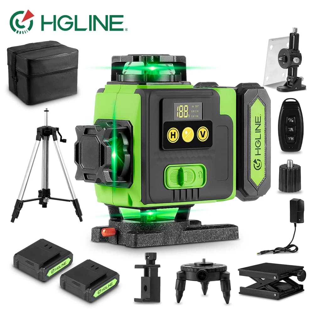 HGLINE 16 Lines/4D Laser Level Professional Construction Laser Level Tool 360° Selfleveling Horizontal Vertical Leveling Machine