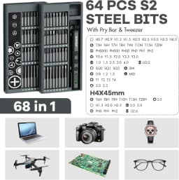 KUAIQU Electrical Precision Screwdriver 68 in 1,Magnetic Screw Driver Kit,2 Gear Torque,400+ Screw S2 Steel Precision Bit