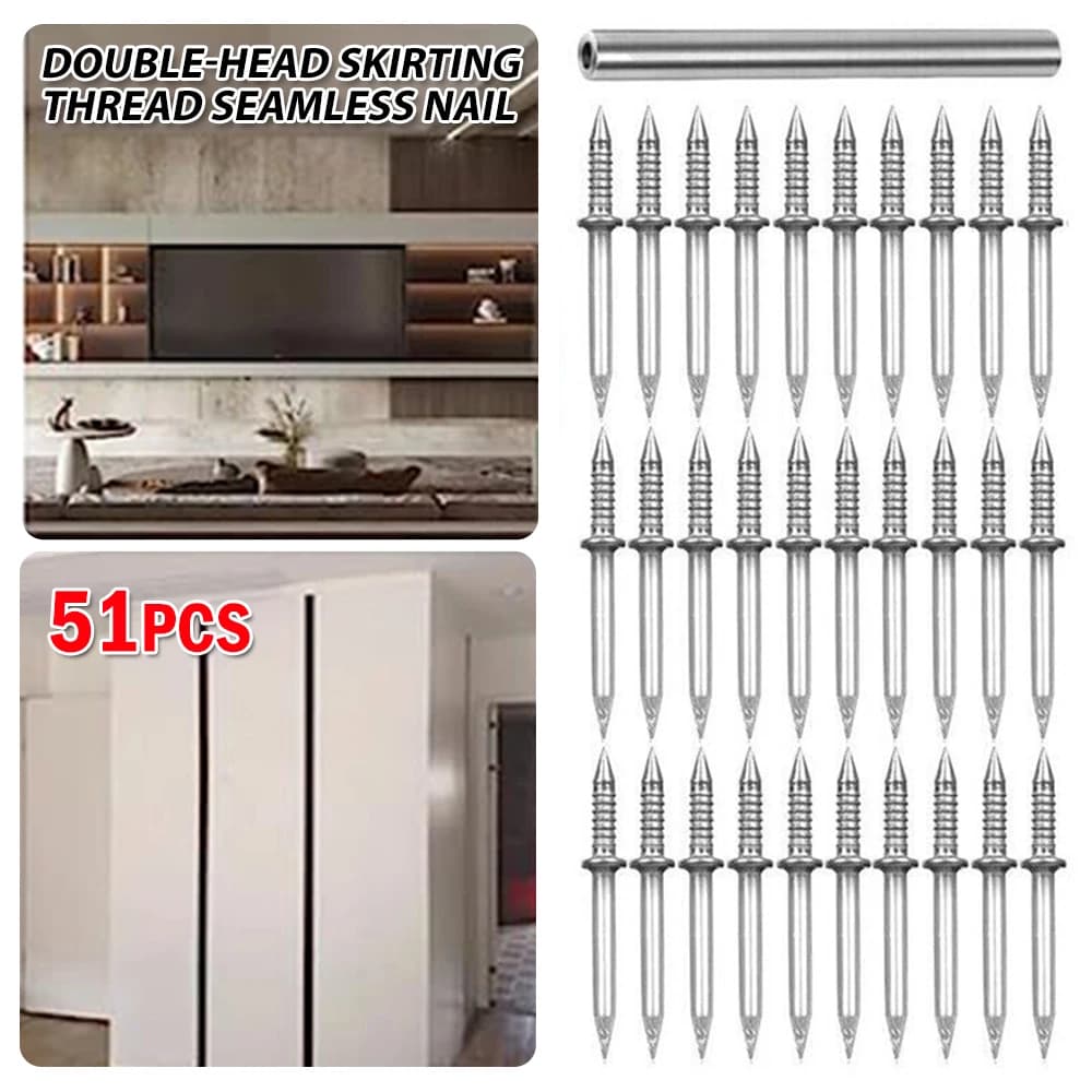 5 sets (51pcs/set) Double-Head Skirting Thread Seamless Nail Double-Headed Nails No Trace