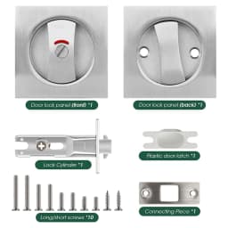 Pocket Door Lock With Indicator Light, Silver Privacy Square Pocket Latch, Barn Door Lock Pocket Door Hardware