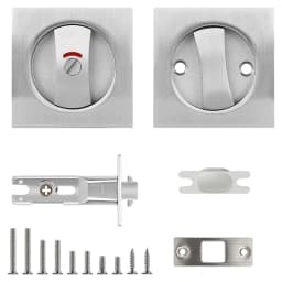 Pocket Door Lock With Indicator Light, Silver Privacy Square Pocket Latch, Barn Door Lock Pocket Door Hardware