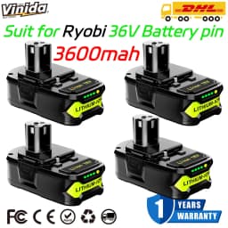 VINIDA 1/2/4Pack P102 3.6Ah 18V One+ Lithium Battery Replace for Ryobi P103 P104 P105 P106 P109 P122 Power Tools Battery pin