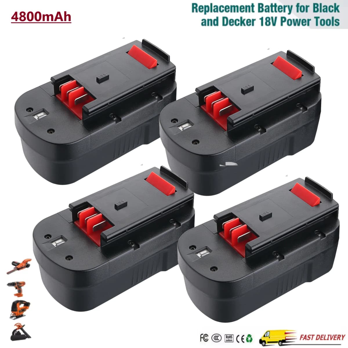 1/2/4Pack 4.8Ah HPB18 Replace Battery for Black Decker 18V Ni-MH A1718 A18NH A18E HPB18-OPE HPB18-OPE2 244760-00 Tools Battery