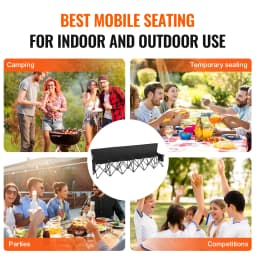 SucceBuy 8 Seat Foldable Sideline Bench Outdoor Camping Bench Chair with Bag & Backrest Team Sport Sideline Bench
