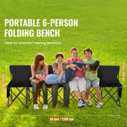 SucceBuy 8 Seat Foldable Sideline Bench Outdoor Camping Bench Chair with Bag & Backrest Team Sport Sideline Bench