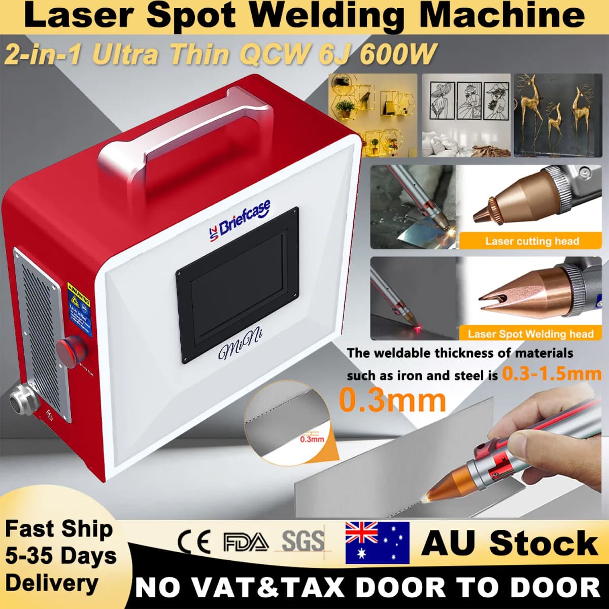 600W 6J Ultra-Thin Precision Welding Laser Spot Machine Portable QCW Handheld Thin Plate Cutter for Metal Welding And Cutting