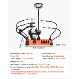 SucceBuy Magnetic Helping Hands Soldering Station4Arms Third Hand Tool 3XLED4PCB Holder 360Hot Air Gun for Electronic Repair