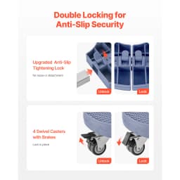 SucceBuy 440LBS Blue/Black Trash Can Dolly Round Roller Base 15-22.8in Adjustable with 4 Wheel Drum Rolling Cart for Plant Caddy