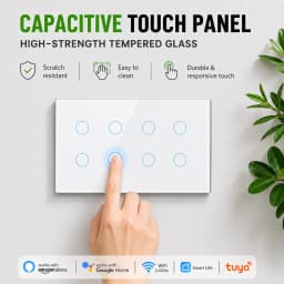 Melery Smart Life WIFI Light Wall Switch Touch 8/10Gang Glass Panel, Remote Voice Control Tuya  Alexa Google Home Assistant