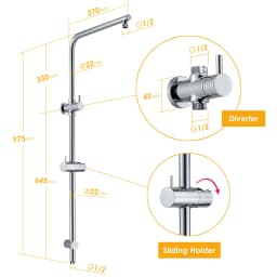 **Sydney Stock** KYLINS 7.5L/M Twin Rain Shower Head Hand Held Sliding Rail Wall Arm 2 In 1 Set Round Chrome WATERMARK WELS