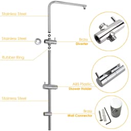 **Sydney Stock** KYLINS 7.5L/M Twin Rain Shower Head Hand Held Sliding Rail Wall Arm 2 In 1 Set Round Chrome WATERMARK WELS