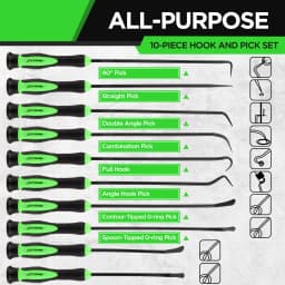 SEDY 10-Piece Car Pick&Hook Set O Ring Oil Seal Gasket Puller Remover Craft Hand Tool