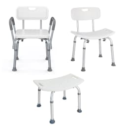 PORIYA Shower Chair Bath Bench Seat Stool with Back Arms Adjustable Height Non-Slip