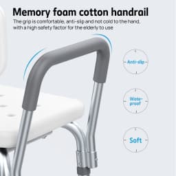 PORIYA Shower Chair Bath Bench Seat Stool with Back Arms Adjustable Height Non-Slip