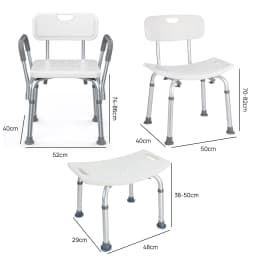 PORIYA Shower Chair Bath Bench Seat Stool with Back Arms Adjustable Height Non-Slip