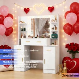 (Winter Gift) Brand-new bedroom dressing table with vanity mirror featuring three colour modes and adjustable brightness