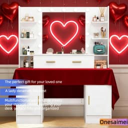 (Winter Gift) Brand-new bedroom dressing table with vanity mirror featuring three colour modes and adjustable brightness