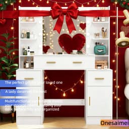 (Winter Gift) Brand-new bedroom dressing table with vanity mirror featuring three colour modes and adjustable brightness
