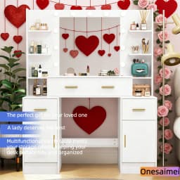 (Winter Gift) Brand-new bedroom dressing table with vanity mirror featuring three colour modes and adjustable brightness