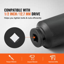 SucceBuy Axle Nut Impact Socket Set 1/2"Drive Deep 12-Point 8-Piece Metric Spindle Nut Socket Set CR-MO Heat Treated Socket Set
