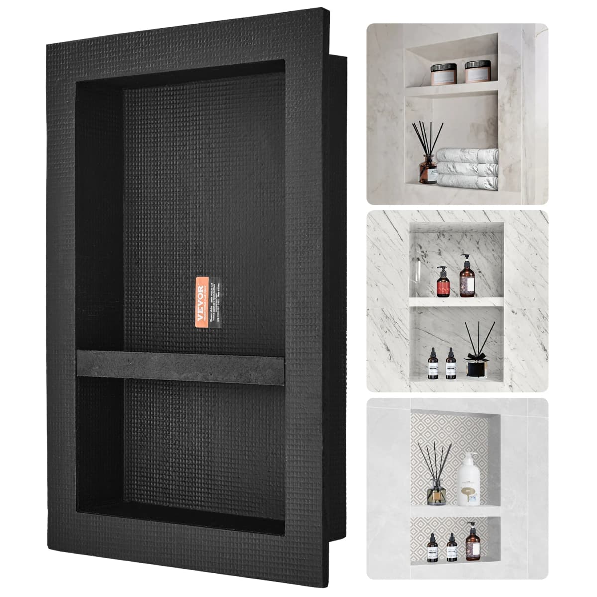 SucceBuyShower Niche Ready for Tile Shelf Organizer Corners Niche Recessed Sealed Protection Soap Storage for Shower Bathroom
