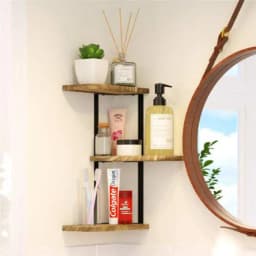 Lucca Corner Shelf for Storage, Modern Floating Wall Shelves, Display Shelving, Adjustable Rack, 3 Tier