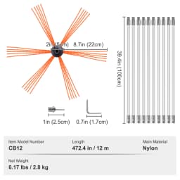SucceBuy 23/30/33/39 ft Chimney Sweep Kit w/ Reinforced Nylon Flexible Rods Ergonomic Chimney Cleaning Brush 360-Degree Brush