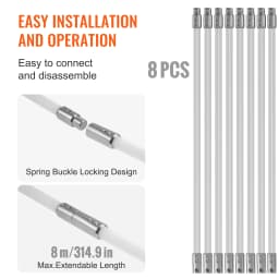 SucceBuy 23/30/33/39 ft Chimney Sweep Kit w/ Reinforced Nylon Flexible Rods Ergonomic Chimney Cleaning Brush 360-Degree Brush