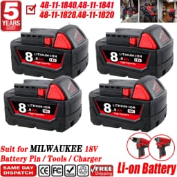 1/2/4Pcs 8.0Ah M18 Li-on Battery Replace for Milwaukee 18V Battery Pin Compatible with 48-11-1815 48-11-1820 Cordless Tools