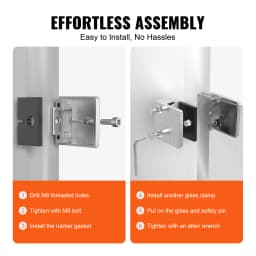 SucceBuy 2 Type Glass Clamp 4 PCS Round Glass Railing Bracket for 0.31 "-0.62 "316 Stainless Steel for Balcony Garden Pool Stair