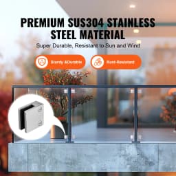 SucceBuy 2 Type Glass Clamp 4 PCS Round Glass Railing Bracket for 0.31 "-0.62 "316 Stainless Steel for Balcony Garden Pool Stair