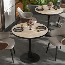 Leisure Round Dining Table Dining Room Circle Dinner Pedestal Table Furniture Coffee Table for 2-3 People No Chairs Stone Top
