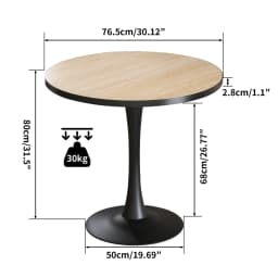 Leisure Round Dining Table Dining Room Circle Dinner Pedestal Table Furniture Coffee Table for 2-3 People No Chairs Stone Top