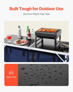 SucceBuy Camping Kitchen Table Folding Outdoor Cooking Table, Aluminum Lightweight Portable Cook Station Foldable Camp Table