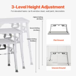 SucceBuy Work Platform 3 Gear Folding Steel Step Ladder Portable Scaffolding Platform 400 lb Load Stool to Cleaning &Washing