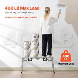 SucceBuy Work Platform 3 Gear Folding Steel Step Ladder Portable Scaffolding Platform 400 lb Load Stool to Cleaning &Washing