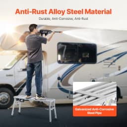 SucceBuy Work Platform 3 Gear Folding Steel Step Ladder Portable Scaffolding Platform 400 lb Load Stool to Cleaning &Washing