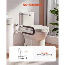 SucceBuy Toilet Safety Rail 23.8In U-Shaped Handicap Grab Bar Foldable Pole FlipUp Bar w/Anti-Slip Support Handle 300Lb Capacity