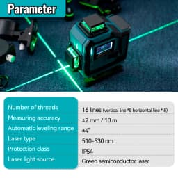 4D 16-line laser horizontal self-leveling green beam 360° cross-line with touch screen for tile laying and ceiling installation