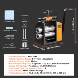 SucceBuy 45/57/75/76 mm Jewelry Rolling Mill Machine 3in1 Multi-function Rolling Mill to Metal Jewelry Making Sheet Square Wire